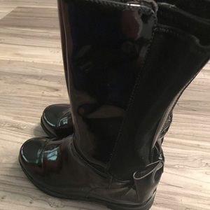 Black patent leather boots